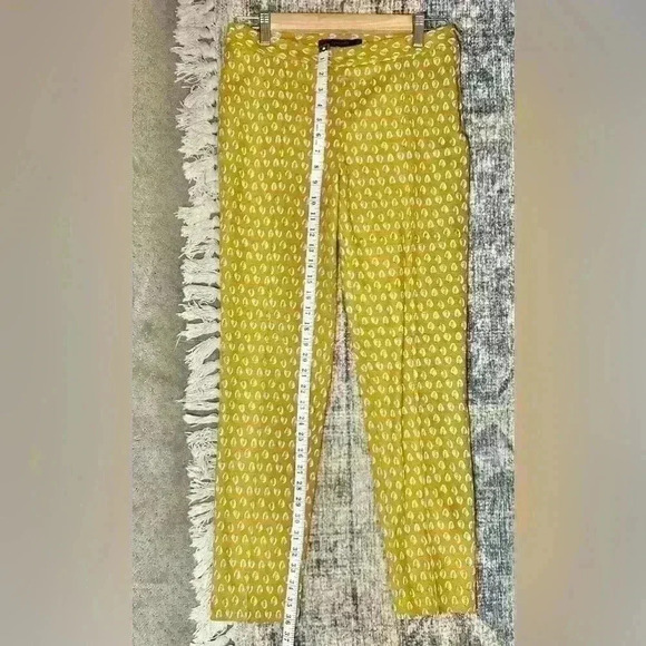 ZARA | Women’s Basic Mustard Yellow Feather Print Ankle Pant | Size Medium - Picture 7 of 10